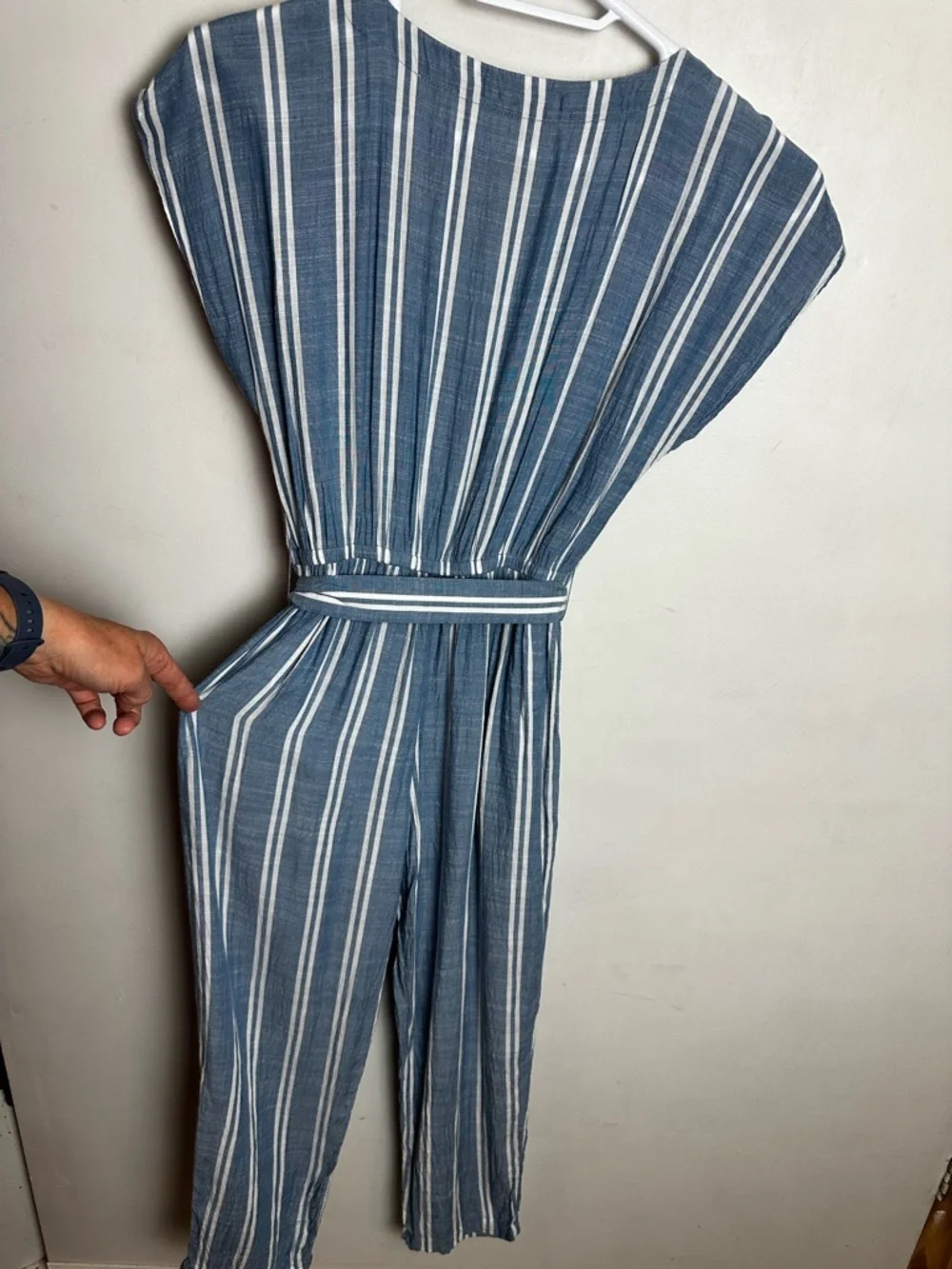 Abercrombie & Fitch Jumpsuit Women's Size Small Pockets Elastic Waist Blue